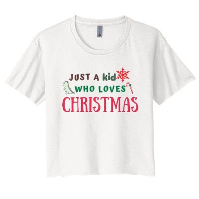 Christmas Sweatshirt Just A Who Loves Christmas Xmas Gift Holiday Top Winter Women's Crop Top Tee