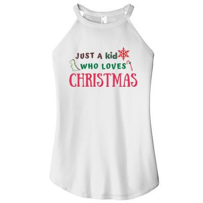 Christmas Sweatshirt Just A Who Loves Christmas Xmas Gift Holiday Top Winter Women's Perfect Tri Rocker Tank