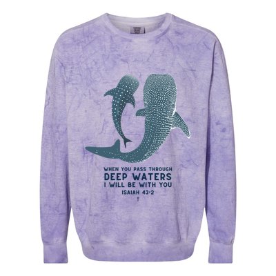 Christian Scripture Jesus Ocean Isaiah Vintage Whale Shark Gift Colorblast Crewneck Sweatshirt