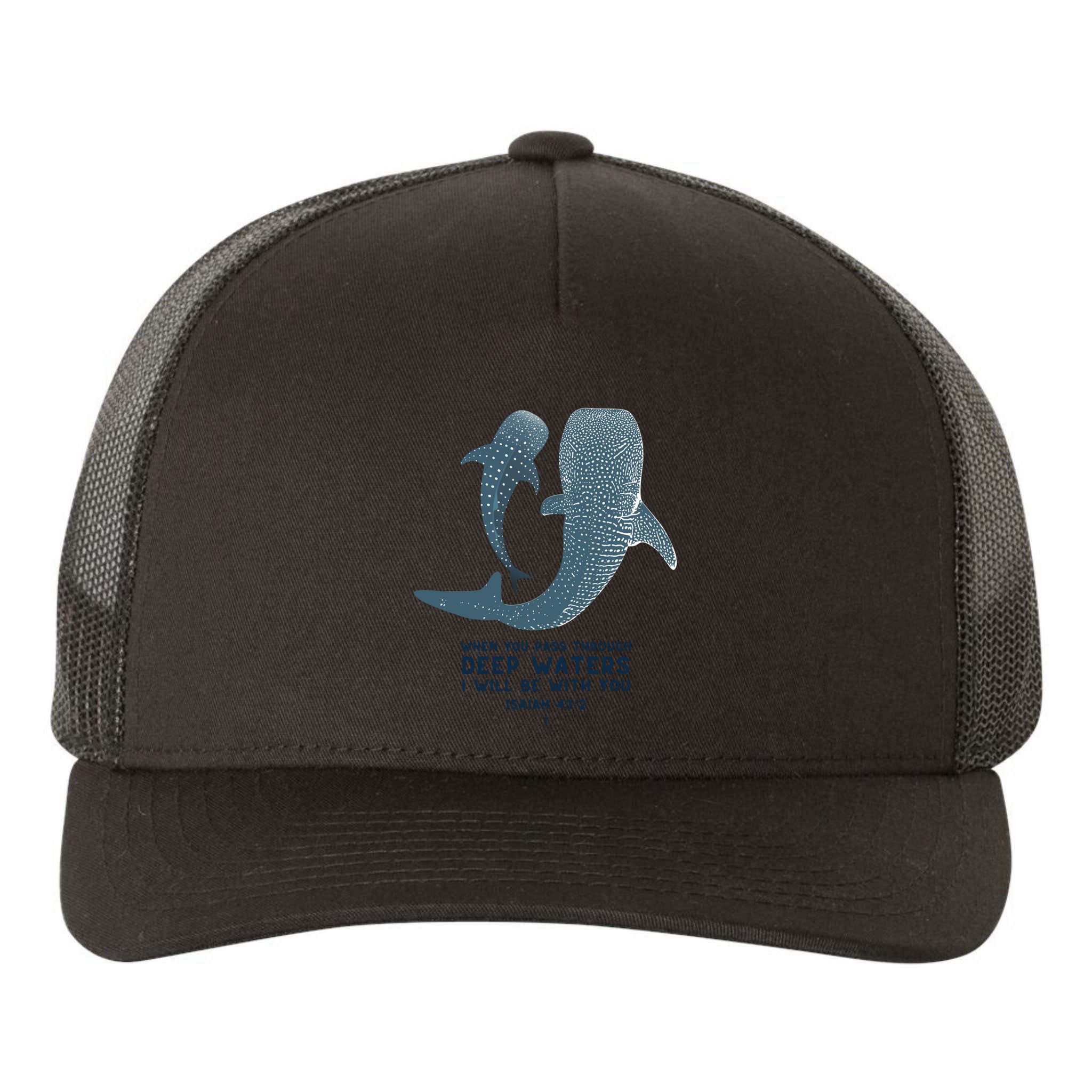 Christian Scripture Jesus Ocean Isaiah Vintage Whale Shark Gift Yupoong Adult 5-Panel Trucker Hat