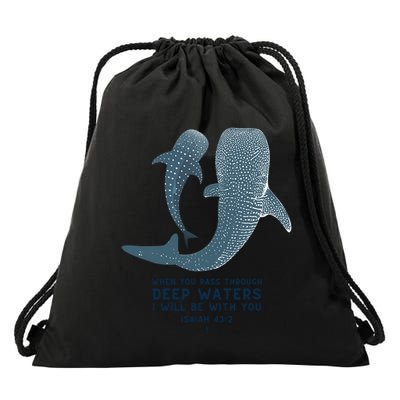 Christian Scripture Jesus Ocean Isaiah Vintage Whale Shark Gift Drawstring Bag