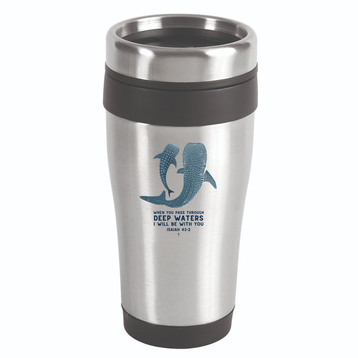 Christian Scripture Jesus Ocean Isaiah Vintage Whale Shark Gift 16oz Travel Tumbler