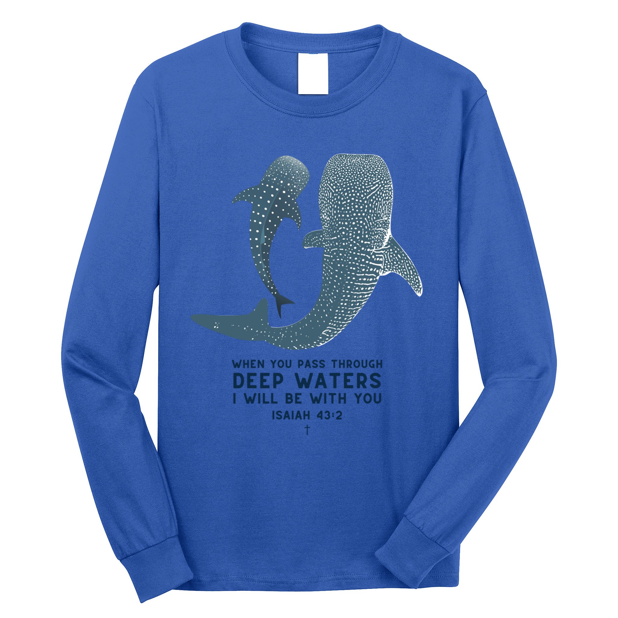 Christian Scripture Jesus Ocean Isaiah Vintage Whale Shark Gift Long Sleeve Shirt