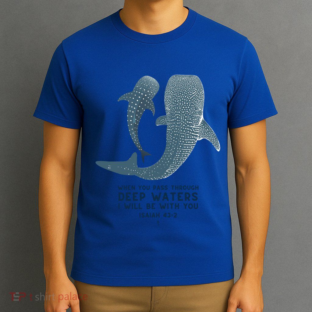 Christian Scripture Jesus Ocean Isaiah Vintage Whale Shark Gift T-Shirt