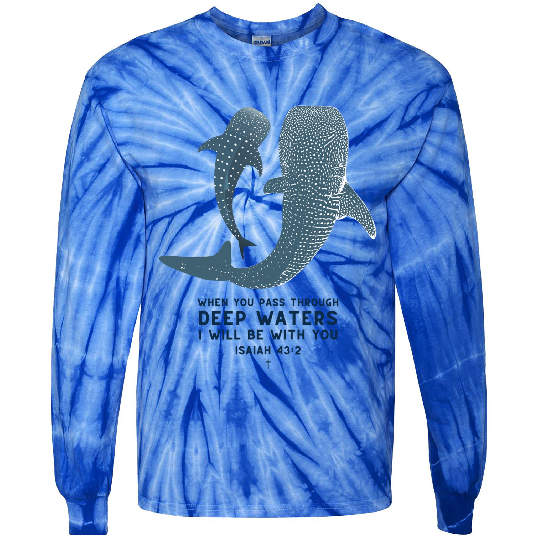 Christian Scripture Jesus Ocean Isaiah Vintage Whale Shark Gift Tie-Dye Long Sleeve Shirt