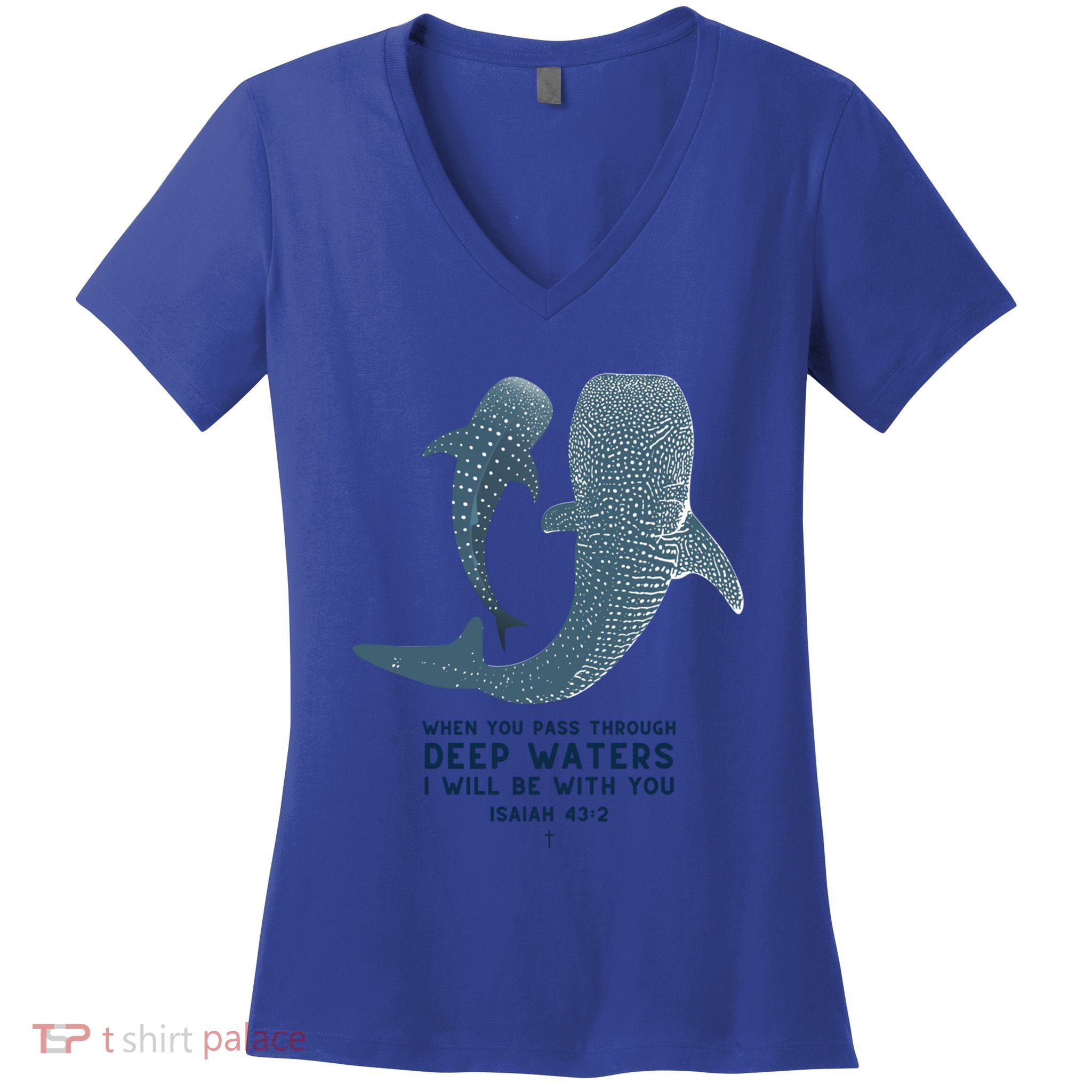 Christian Scripture Jesus Ocean Isaiah Vintage Whale Shark Gift Women's V-Neck T-Shirt