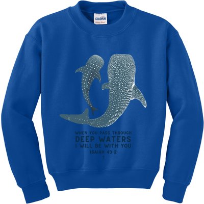 Christian Scripture Jesus Ocean Isaiah Vintage Whale Shark Gift Kids Sweatshirt