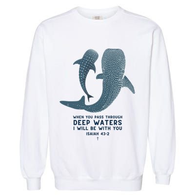 Christian Scripture Jesus Ocean Isaiah Vintage Whale Shark Gift Garment-Dyed Sweatshirt