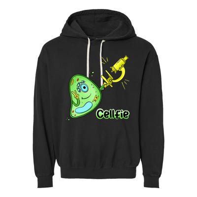Cellfie Science Joke Biology Cell & Microscope Selfie Pun Garment-Dyed Fleece Hoodie
