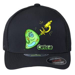 Cellfie Science Joke Biology Cell & Microscope Selfie Pun Flexfit Unipanel Trucker Cap