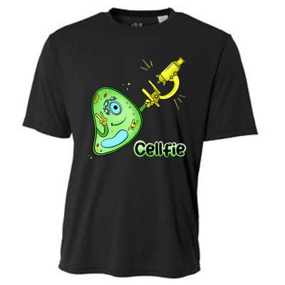 Cellfie Science Joke Biology Cell & Microscope Selfie Pun Cooling Performance Crew T-Shirt