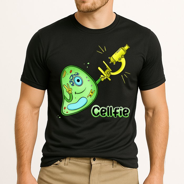 Cellfie Science Joke Biology Cell & Microscope Selfie Pun Cooling Performance Crew T-Shirt