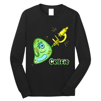 Cellfie Science Joke Biology Cell & Microscope Selfie Pun Long Sleeve Shirt