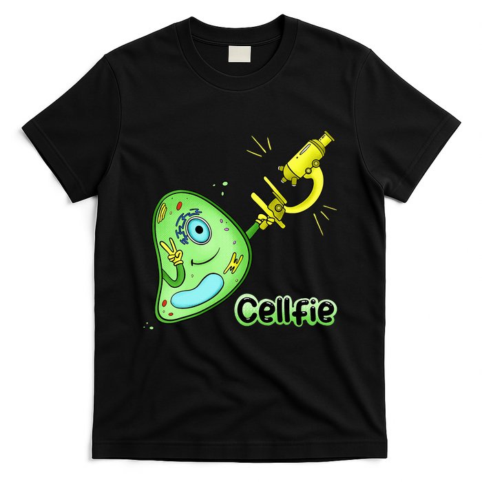 Cellfie Science Joke Biology Cell & Microscope Selfie Pun T-Shirt