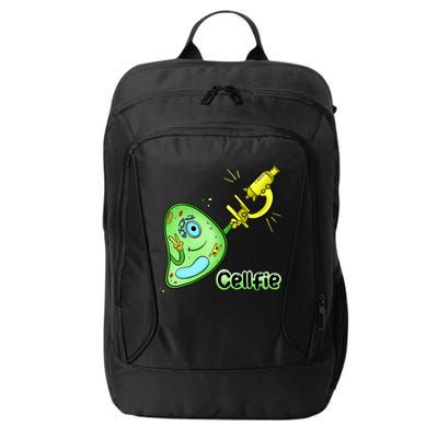 Cellfie Science Joke Biology Cell & Microscope Selfie Pun City Backpack