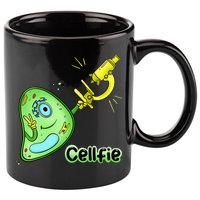 Cellfie Science Joke Biology Cell & Microscope Selfie Pun 11oz C Handle Ceramic Mug