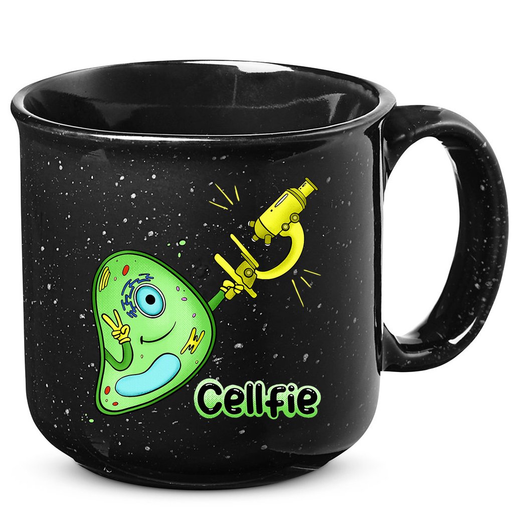 Cellfie Science Joke Biology Cell & Microscope Selfie Pun 15oz Campfire Ceramic Mug