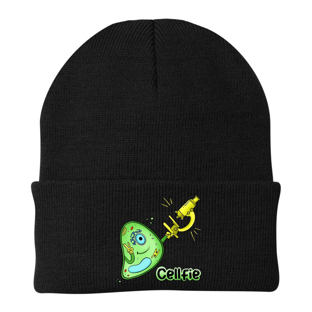 Cellfie Science Joke Biology Cell & Microscope Selfie Pun Beanie