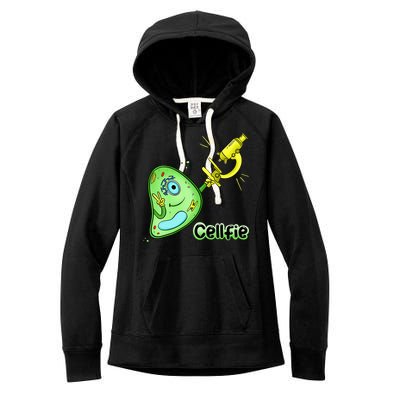 Cellfie Science Joke Biology Cell & Microscope Selfie Pun Women's Fleece Hoodie