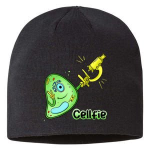 Cellfie Science Joke Biology Cell & Microscope Selfie Pun Sustainable Beanie