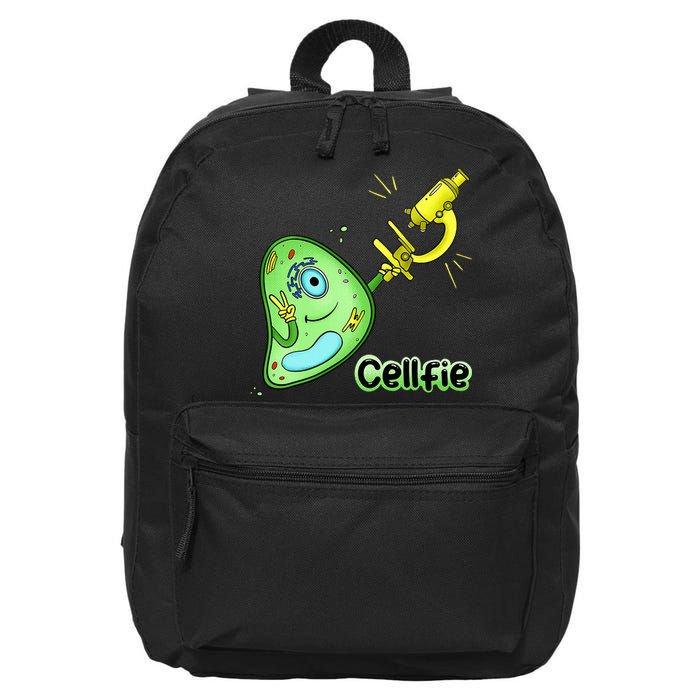 Cellfie Science Joke Biology Cell & Microscope Selfie Pun 16 in Basic Backpack