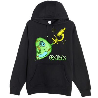 Cellfie Science Joke Biology Cell & Microscope Selfie Pun Premium Pullover Hoodie