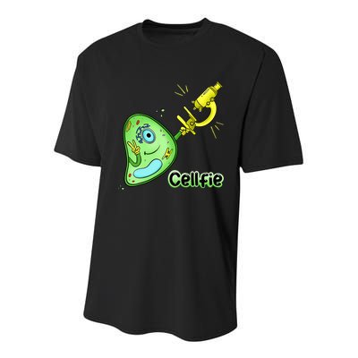 Cellfie Science Joke Biology Cell & Microscope Selfie Pun Youth Performance Sprint T-Shirt