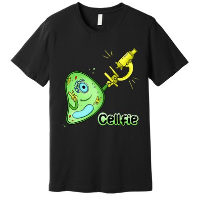 Cellfie Science Joke Biology Cell & Microscope Selfie Pun Premium T-Shirt