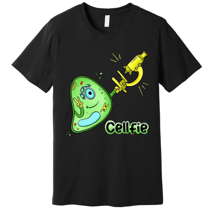 Cellfie Science Joke Biology Cell & Microscope Selfie Pun Premium T-Shirt