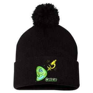 Cellfie Science Joke Biology Cell & Microscope Selfie Pun Pom Pom 12in Knit Beanie