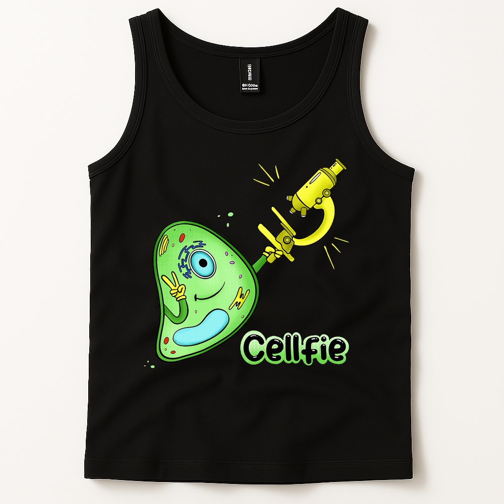 Cellfie Science Joke Biology Cell & Microscope Selfie Pun Tank Top