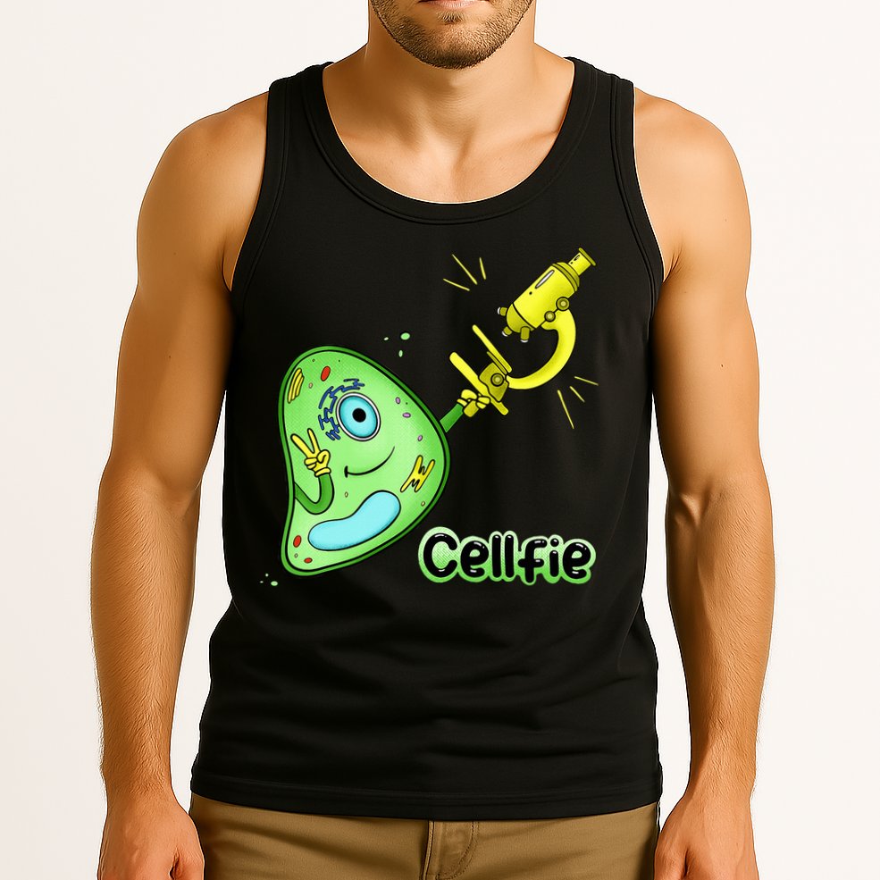 Cellfie Science Joke Biology Cell & Microscope Selfie Pun Tank Top