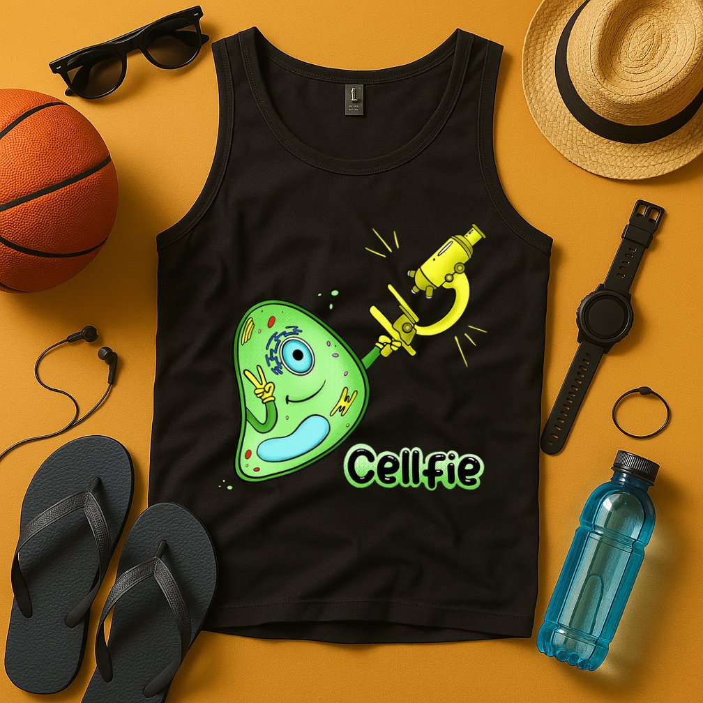 Cellfie Science Joke Biology Cell & Microscope Selfie Pun Tank Top