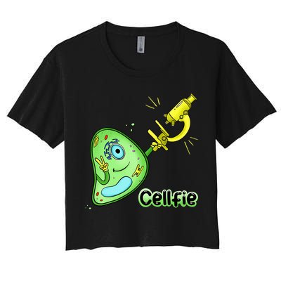 Cellfie Science Joke Biology Cell & Microscope Selfie Pun Crop Top