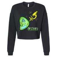 Cellfie Science Joke Biology Cell & Microscope Selfie Pun Cropped Pullover Crew