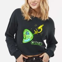 Cellfie Science Joke Biology Cell & Microscope Selfie Pun Cropped Pullover Crew