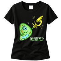 Cellfie Science Joke Biology Cell & Microscope Selfie Pun Womens T-Shirt