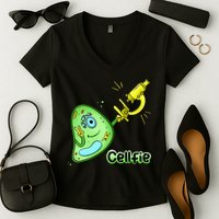 Cellfie Science Joke Biology Cell & Microscope Selfie Pun Women's V-Neck T-Shirt