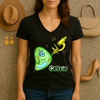 Cellfie Science Joke Biology Cell & Microscope Selfie Pun Women's V-Neck T-Shirt