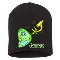 Cellfie Science Joke Biology Cell & Microscope Selfie Pun Short Acrylic Beanie