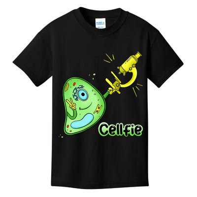 Cellfie Science Joke Biology Cell & Microscope Selfie Pun Kids T-Shirt