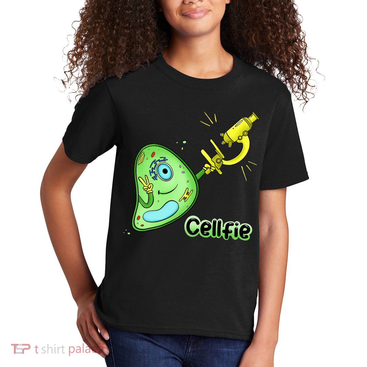 Cellfie Science Joke Biology Cell & Microscope Selfie Pun Kids T-Shirt