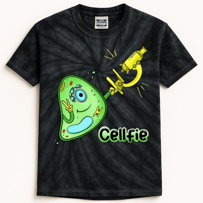 Cellfie Science Joke Biology Cell & Microscope Selfie Pun Kids Tie-Dye T-Shirt