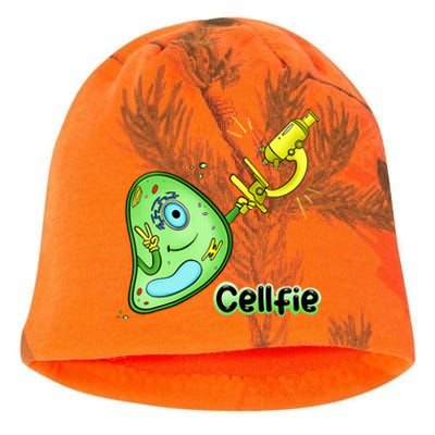 Cellfie Science Joke Biology Cell & Microscope Selfie Pun Kati - Camo Knit Beanie