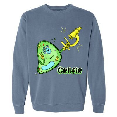 Cellfie Science Joke Biology Cell & Microscope Selfie Pun Garment-Dyed Sweatshirt