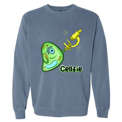 Cellfie Science Joke Biology Cell & Microscope Selfie Pun Garment-Dyed Sweatshirt