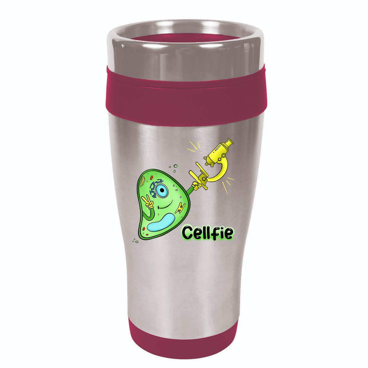 Cellfie Science Joke Biology Cell & Microscope Selfie Pun 16oz Travel Tumbler