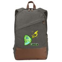 Cellfie Science Joke Biology Cell & Microscope Selfie Pun Cotton Canvas Backpack
