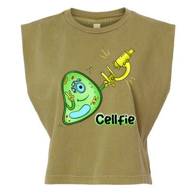 Cellfie Science Joke Biology Cell & Microscope Selfie Pun Garment-Dyed Women's Muscle Tee