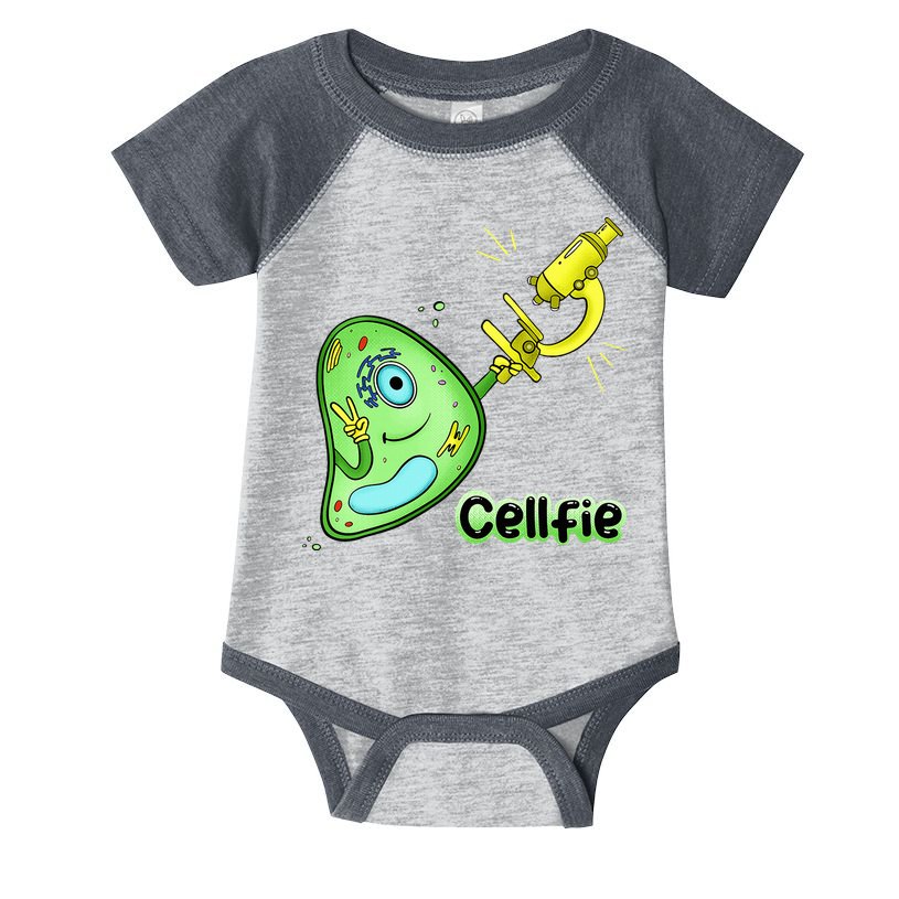 Cellfie Science Joke Biology Cell & Microscope Selfie Pun Infant Baby Jersey Bodysuit